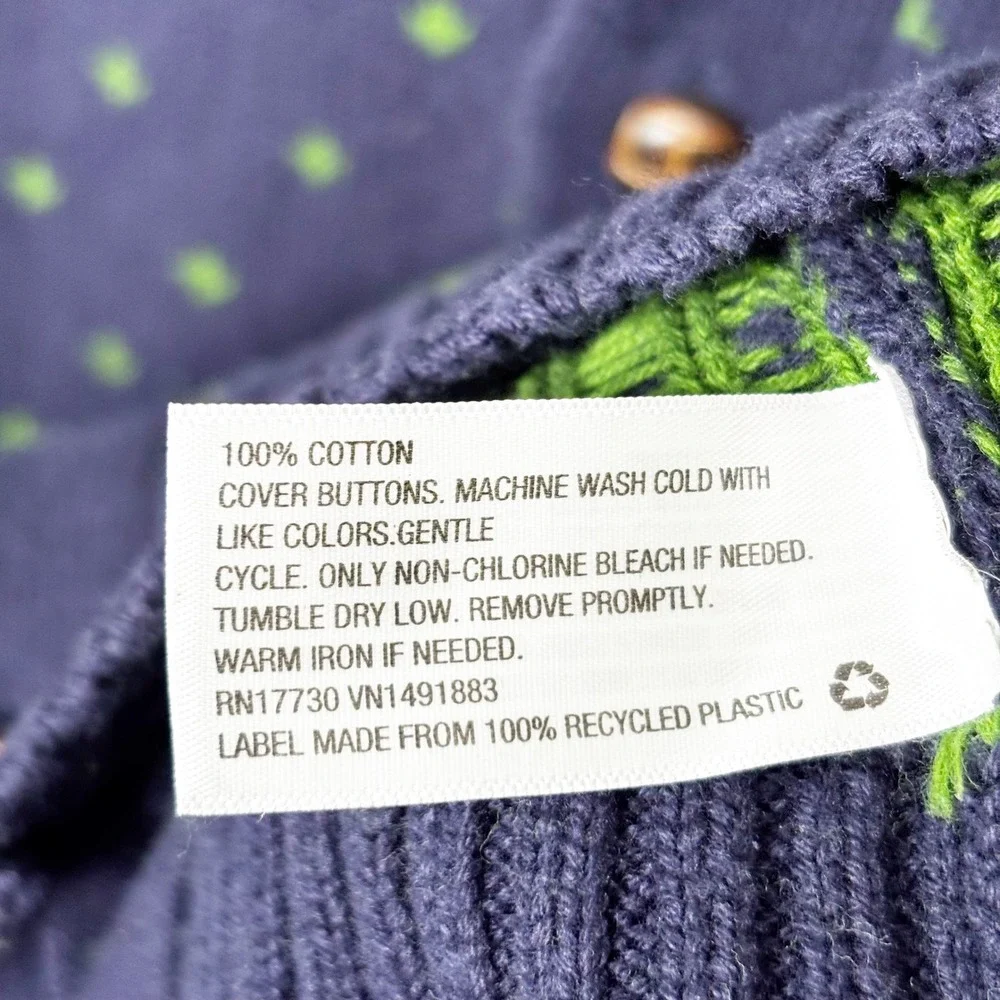 Merona Blue Oars Nautical Fair Isle Cardigan Sweater Mens Size L Cotton‎ Classic